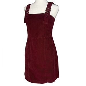 Rue21 Maroon Corduroy Mini Dress with Buckle Straps